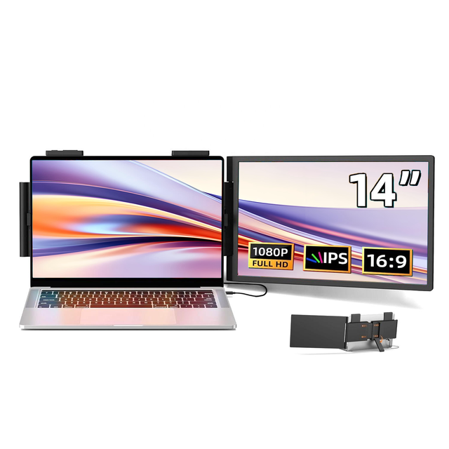 Portable USB-C Monitor for Laptop Dual Screen Extender Non-touch Gaming Drawing Coding 14inch Working with MAC Win PC