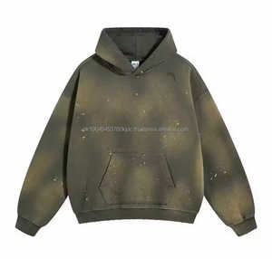 Sweat-shirt à capuche vintage surdimensionné pour hommes, poids lourd 100% coton, sweat-shirt à capuche brodé pour hommes - Product Image 3