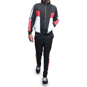 Ensemble de survêtement tendance pour homme, veste de sport à fermeture éclair et pantalon de survêtement à taille ajustable pour athlètes urbains, rayures victorieuses noires - Product Image 5