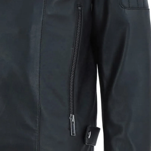 Blouson Moto en Cuir Noir pour Homme, Col Montant, Fermeture Éclair, Coupe Slim, Coupe-Vent, Nouveau Modèle, Logo Personnalisé, Véritable Cuir pour Homme - Product Image 5