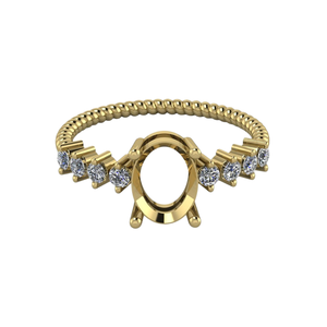 Componentes de Joyería de Alta Calidad, Plata 925, Engaste Semi-Montado, Bisel Ovalado de 6x8mm, 4 Puntas, para Resina CZ, Anillo de Eternidad con Cenizas, Diseño Trenzado - Product Image 1