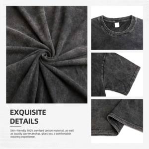 T-shirt uni grande taille de haute qualité, quantité minimale de commande bas OEM 240 g/m² 100% coton, marque personnalisée, pour hommes - Product Image 2