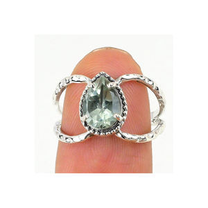 925 Solid Sterling Silver Handmade Engagement Rings Unique Pear <b>Green</b> Amethyst Gemstone Fine <b>Jewelry</b> Wedding Party Valentine's - Product Image 3