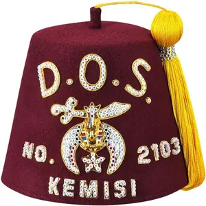 Bordir tangan pria Fez kustom Masonik Regalia topi/sepenuhnya disesuaikan kualitas terbaik harga murah Masonic Fez topi