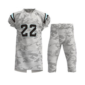 Uniforme de fútbol americano azul y blanco personalizado para jóvenes al por mayor, compra de uniformes de fútbol para conjuntos de equipos - Product Image 1