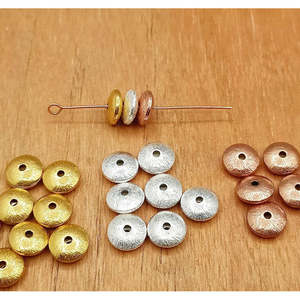 10mm Brushed 5pcs Nickel Free <b>Spacer</b> Beads Gold Silver Rose Gold Plated Copper for Jewelry Making Designer Supplies - Product Image 1
