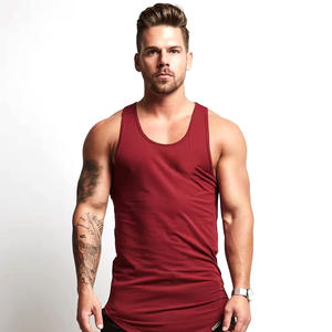 Camisetas sin mangas de punto para hombre más populares para entrenamientos de gimnasio, larguero muscular de culturismo personalizado con decoración de insignia a la venta - Product Image 2