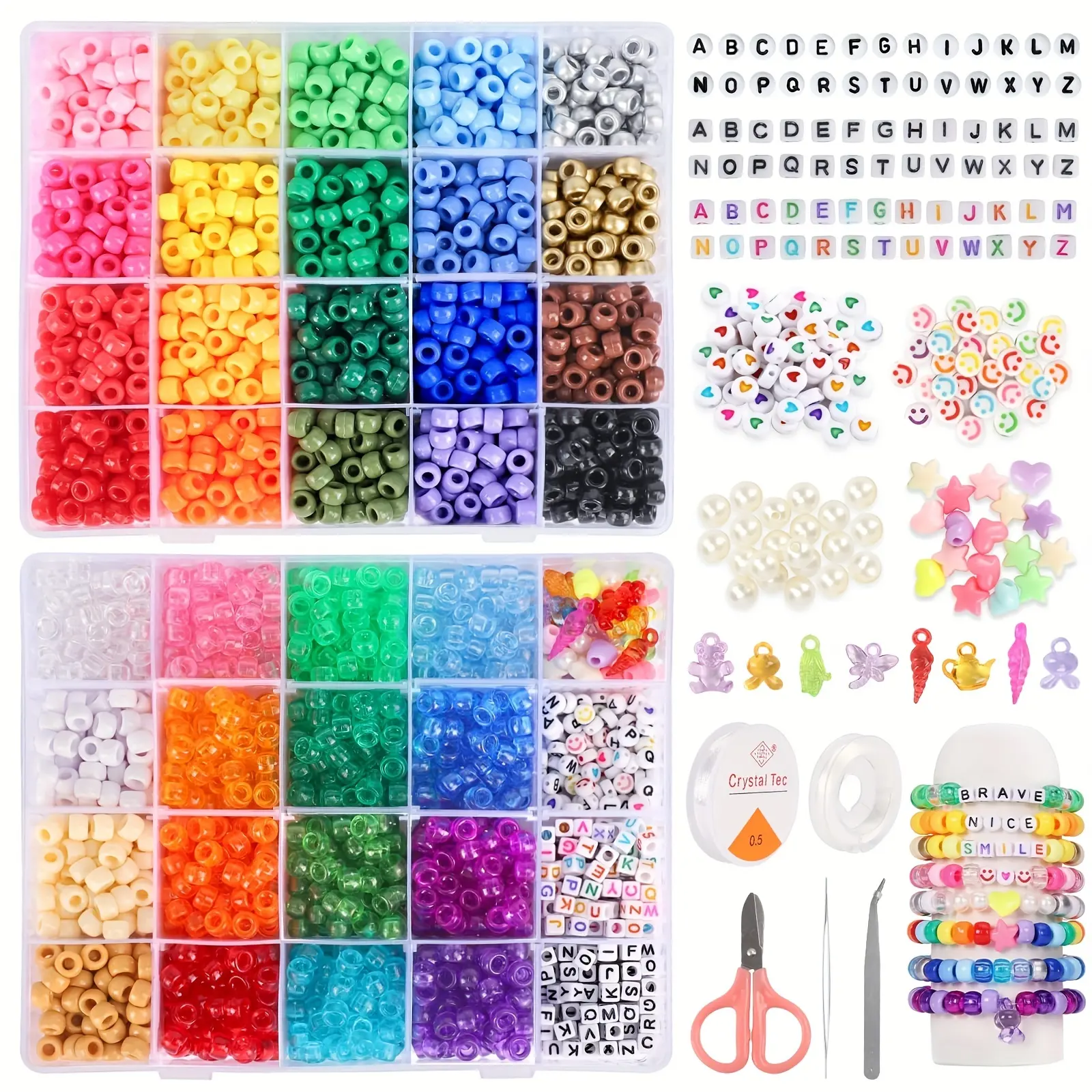 4000 Stukken Pony Kralen 2400 Stukken Regenboog Kandi 1600 Stukken Letters Kit Voor Meisje Armband Maken