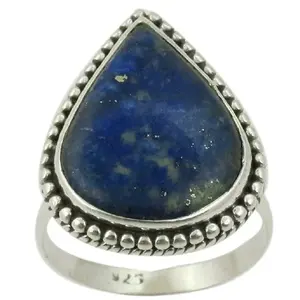 925 Silver Teardrop Gemstone <b>Ring</b> for Women Fashion Layered Necklaces with <b>Lapis</b> <b>Lazuli</b> - Product Image 1