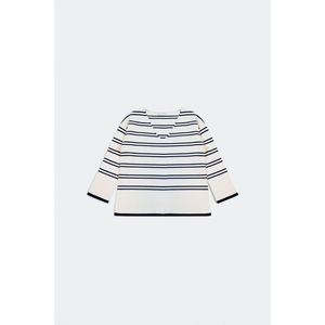 Suéter Blanco Informal de Punto con Rayas Azul Marino, Transpirable, Talla XS, para Invierno, con Decoración de Logotipo Frontal - Product Image 5