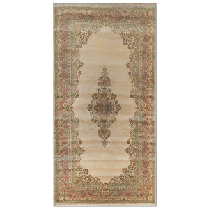 Tapis en laine noués à la main Aalam Green Pae-6377, grand format, design Jaipur US, pour entrée de maison, couloir, rectangulaire, abstrait - Product Image 1