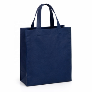 Bolsa de Mano Azul Marino de Tela No Tejida, Reutilizable, con Asas Suaves, Parte Superior Abierta, Unisex, Diseño Minimalista, Color Sólido - Product Image 3