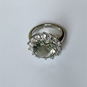 Bague pour femme en argent sterling 925 avec améthyste verte naturelle et topaze blanche, incrustation de diamant taille ovale, style tendance pour fiançailles - Product Image 5