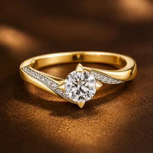 Classic Round Brilliant Lab Grown Diamond DEF VVS 14K 18K Solid Gold Bypass Pave Bridal Wedding <b>Ring</b> Fine Jewelry For Women OEM - Product Image 1