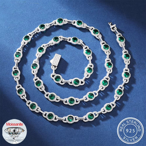 Bracelet Hip Hop en argent sterling 925 7mm Iced D VVS1 Moissanite avec pierre principale blanche CZ chaîne à maillons à broches hommes et femmes - Product Image 3