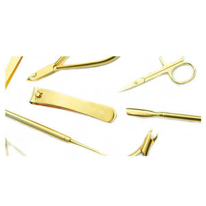 ชุดอุปกรณ์ทำเล็บมืออาชีพเคลือบทองสำหรับอุตสาหกรรมความงาม กรรไกรตัดเล็บ - Product Image 1