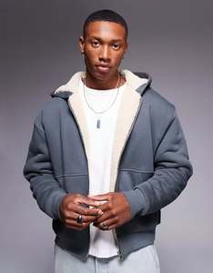 Sudadera con Capucha para Hombre, 100% Algodón, Forro Sherpa, Personalizable con Bordado, Felpa Gruesa con Cierre para Invierno - Product Image 1