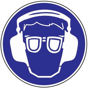 Mandatory Hearing/Eye Protection Sign Plastic <b>Poster</b> - Product Image 1