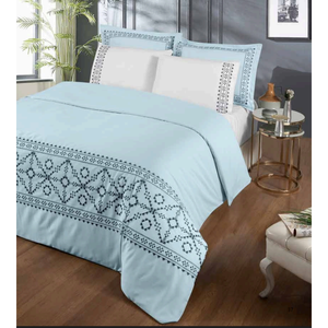 Parure de lit de luxe 6 pièces en satin de coton taille King XL, brodée, motif géométrique, housse de couette, drap-housse et taies d'oreiller pour usage domestique - Product Image 3