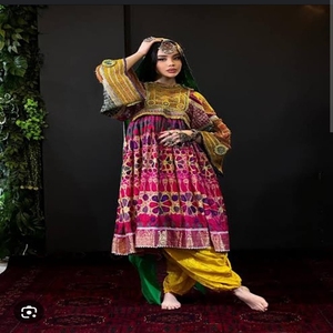 High Quality <b>Green</b> Color Women's Afghan Traditional Salwar Kameez <b>Net</b> Fabric Winter Party Dresses 2025 - Product Image 4