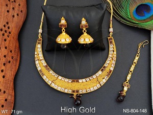 Conjuntos de joyería de moda para mujer de diseño clásico de lujo conjuntos de collar antiguo conjunto de joyería de oro de 71gm a precio asequible - Product Image 4