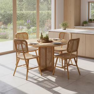 Table à manger moderne avec plateau en marbre et pieds en métal, fabriquée sur mesure en Indonésie pour les appartements, meubles de salle à manger - Product Image 1