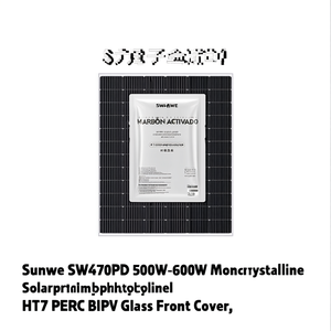 Panneau solaire monocristallin et polycristallin Sunwe SW470PD 500W-600W HJT PERC BIPV avec couvercle en verre - Product Image 2