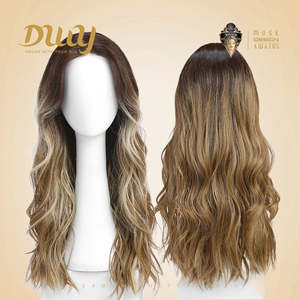 Layla H-DWY 24 Inches Synthetic <b>Wig</b> Mono Front Free Part Long Wavy for Ombre Blonde Glueless for Women Transparent Front Part - Product Image 4