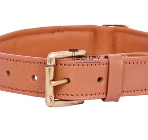 ปลอกคอสุนัขหนังแท้สีดำพรีเมี่ยมปลอกคอสัตว์เลี้ยงแบบปรับได้ติดหมุดหรูหราทนทานหลายขนาดสำหรับทุกสายพันธุ์ - Product Image 4