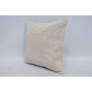 Almohada de lana con patrón Vintage Beige, cojín decorativo de 14x14 pulgadas, técnicas tejidas Kantha bordadas - Product Image 4