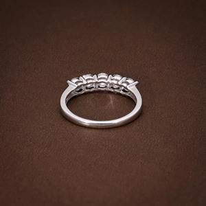 0.99Ctw Five <b>Stone</b> Ring Round Cut Lab Grown Diamond Ring F VVS Certified Diamond Wedding Band Anniversary Gift Half Band Ring - Product Image 2