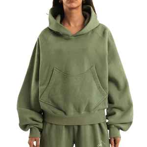 Sudadera con capucha de gran tamaño sólida para mujer, transpirable, con estampado de logotipo personalizado, teñido liso, servicio OEM - Product Image 1