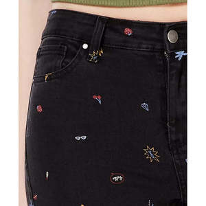 Jeans Skinny Neri Casual da Ragazzo Tinseltown Taglia XL con Ricami Floreali e Strappi Decorativi, Lavabili, Stile Dritto in Denim - Product Image 3