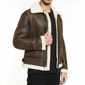 Wholesale Best Supplier Custom OEM Design <b>Men</b> <b>Shearling</b> Leather <b>Jacket</b> High Quality Casual Wear Bulk Quantity - Product Image 2
