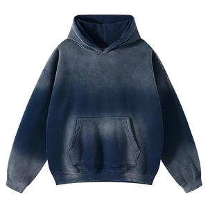 Sweats à capuche surdimensionnés délavés à l'acide pour hommes, logo personnalisé, sweat à capuche unisexe confortable et vieilli - Product Image 4