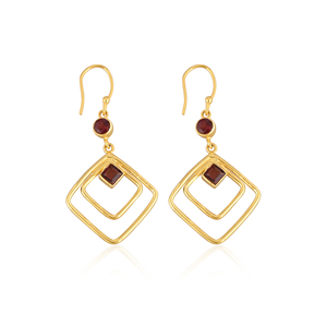 Natural Mozambique <b>Garnet</b> Gemstone <b>Earrings</b> In 925 Sterling Silver Hook <b>Earrings</b> Handmade Bezel Set Jewelry For Women & Girls - Product Image 1