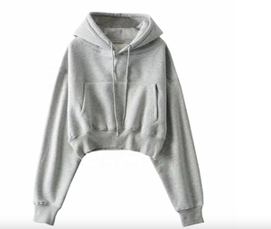 Women's Super <b>Soft</b> Gym <b>Hoodies</b> Cropped Workout Tops with Loose Fit Made of Polyester/Cotton for Autumn Season - Product Image 1
