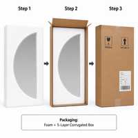 Espejo de Baño LED Inteligente con Atenuación Táctil, Espejo de Pared Impermeable con Retroiluminación de Media Luna Irregular
