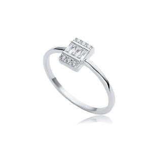 ต่างหูแบบคลัสเตอร์ทำมือสไตล์ตุรกี925หินก้อนสี่เหลี่ยมลายบาแกตต์ CZ ขายส่ง - Product Image 5