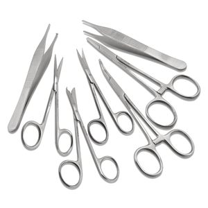 Juego de 7 piezas Tijeras Fórceps Hemostatos Soporte de aguja Juego de controlador para Entrenamiento Educativo y procedimientos médicos - Product Image 1