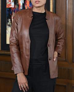 Veste en cuir légère pour femme, best-seller de la rue commerçante, manches longues, tendance, service OEM, respirante, coupe-vent, coton uni - Product Image 4