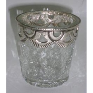Soporte de candelita de metal plateado y vidrio Centros de mesa perfectos para fiesta de boda y decoración del hogar - Product Image 1
