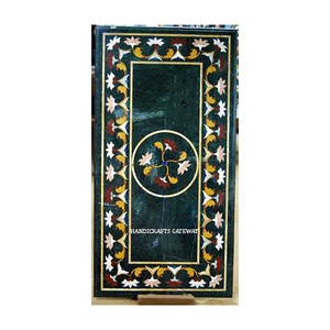 Beautiful Rectangular Shape Black <b>Marble</b> Decorative Semi Precious Stone Inlay Dining <b>Table</b> Top for Wholesale <b>Marble</b> <b>Table</b> Top - Product Image 1