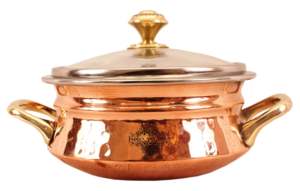 Andianartvilla หม้อทองแดงเหล็กพร้อมฝาแก้วและที่จับทองเหลืองสำหรับจัดเก็บและเสิร์ฟ-บ้านโรงแรมร้านอาหารใช้ - Product Image 5