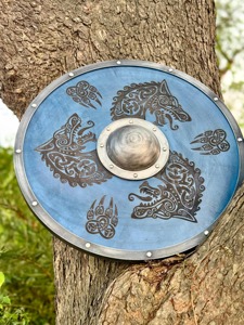 Escudo vikingo Medieval de la mejor calidad hecho a mano, el mejor juguete personalizable para jugar en batalla, diseño propio, cuchillos vikingos compatibles con OEM DIY - Product Image 5