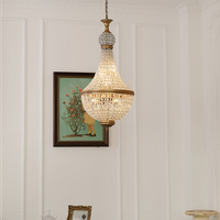 Magnifique lustre rétro en forme de montgolfière avec cristaux, design français luxueux, hauteur réglable pour restaurant, chambre, hôtel