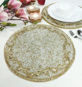Handcrafted Luxury <b>Seed</b> Beads Placemats Intricate Embroidery Custom Design Eco-Friendly Table <b>Mats</b> for Home Wedding Halloween - Product Image 6