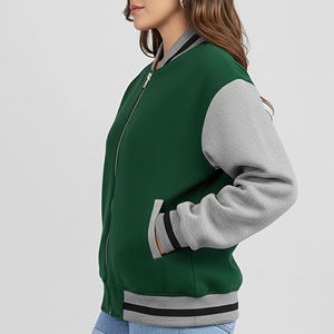 Chaqueta Universitaria Personalizada de Talla Grande, Corte Holgado, Hombros Caídos, Cierre de Cremallera, Logotipo Bordado Personalizado, Chaqueta Universitaria Gruesa - Product Image 6