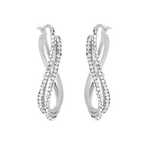 Pendientes de Aro Dea Senia al por Mayor de Alta Calidad, Oro Blanco, Cristales Blancos, Chapado en Oro de 18K, Plata de Ley 925 - Product Image 1