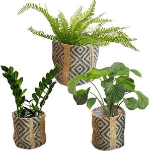 Maceta de mimbre caña de yute Wowing Biodegradable hecho a mano macetas grandes para interiores y plantas de hierba marina artículo de regalo decorativo para el hogar - Product Image 5